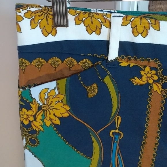 New York & Company Colorful Boho Black Green White Capri Crop Ankle Pants Size 0 - Picture 5 of 9